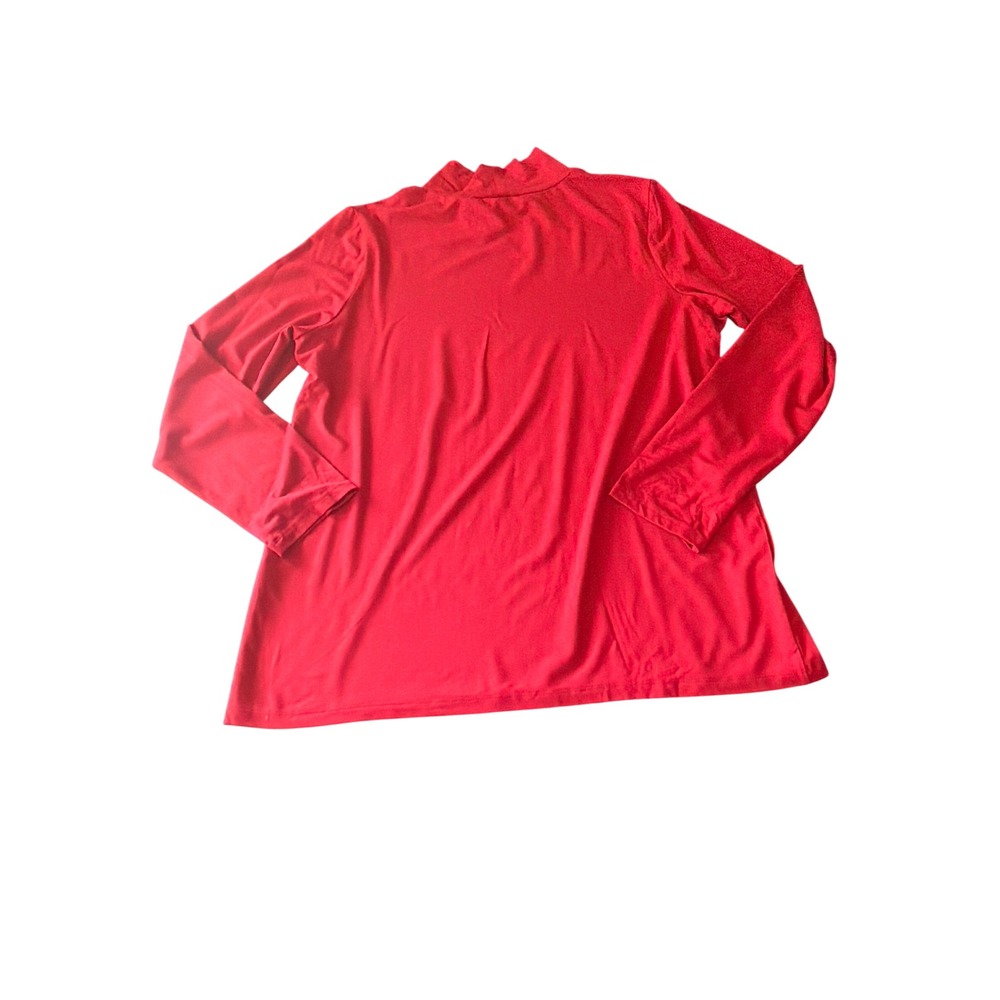 Chico's Top Red Touch of Cool Layering Mock Neck Long Sleeve Knit Stretch 2 L - Picture 5 of 5
